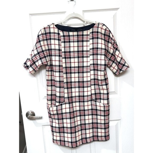 Zara Dresses & Skirts - Zara Tartan Shift Dress British Heritage Mod 60s London Style Wool Blend Medium